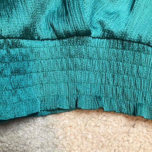 Monteau Los Angeles Green Blouse Faux Wrap Elastic Waist Size Large - Picture 3 of 9